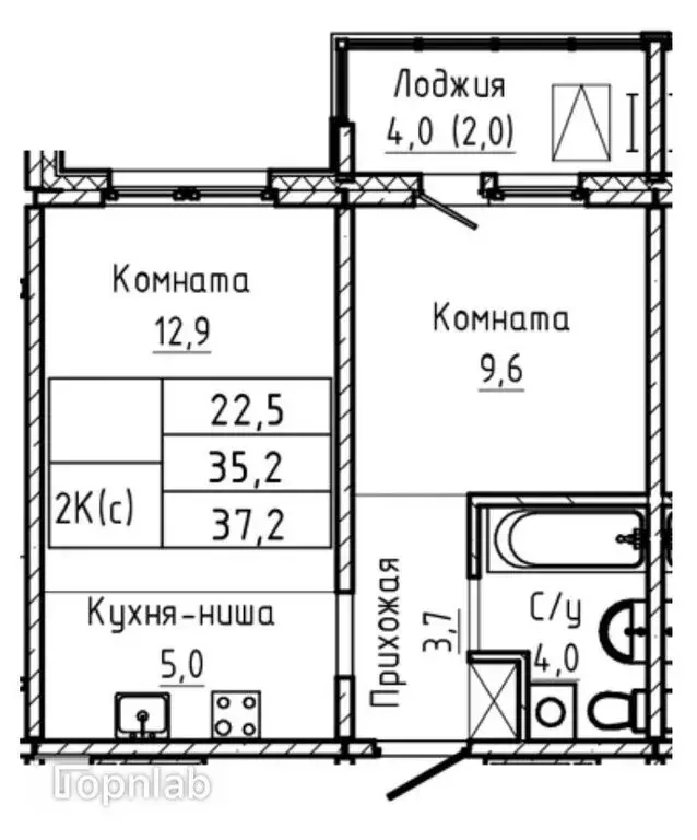 2-комнатная квартира: Барнаул, Павловский тракт, 196Ак1 (37.2 м) - Фото 0
