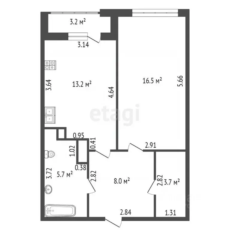 1-к кв. санкт-петербург ждановская ул, 29 (47.1 м) - Фото 1