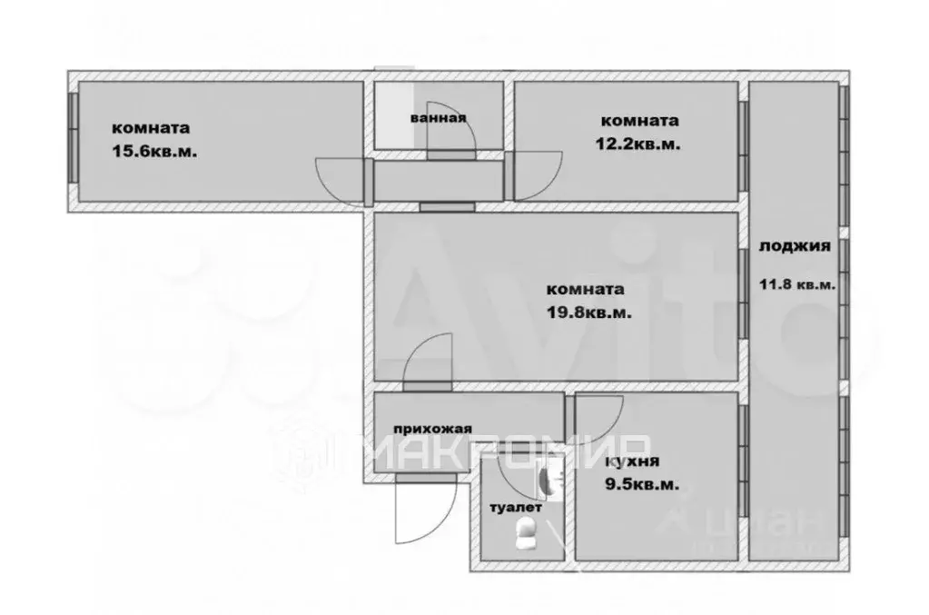 3-к кв. Санкт-Петербург ул. Дыбенко, 5к1 (68.0 м) - Фото 1