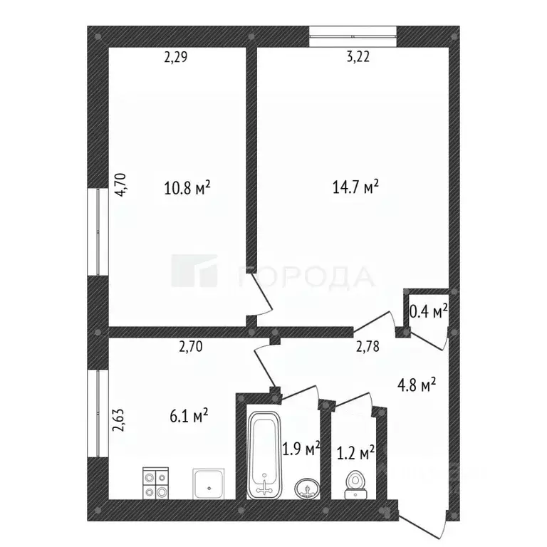 2-к кв. Алтайский край, Барнаул ВРЗ мкр, ул. Октябрят, 39 (45.0 м) - Фото 2