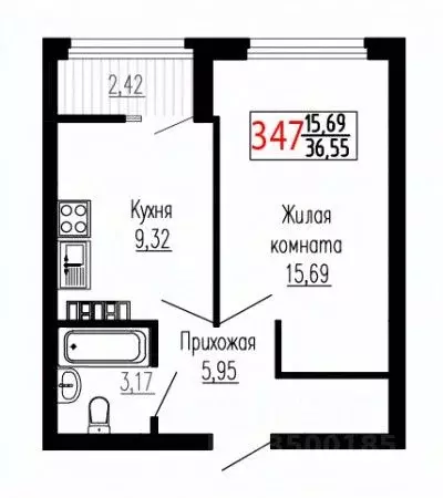 1-к кв. Свердловская область, Екатеринбург ул. Лыжников, 3 (36.5 м) - Фото 1