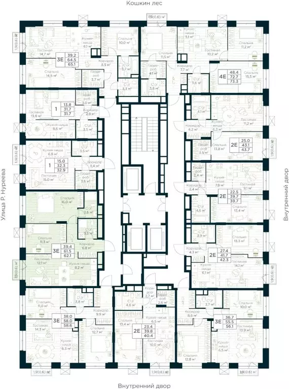 2-к кв. Башкортостан, Уфа Глумилино жилрайон, Урман Сити жилой ... - Фото 2