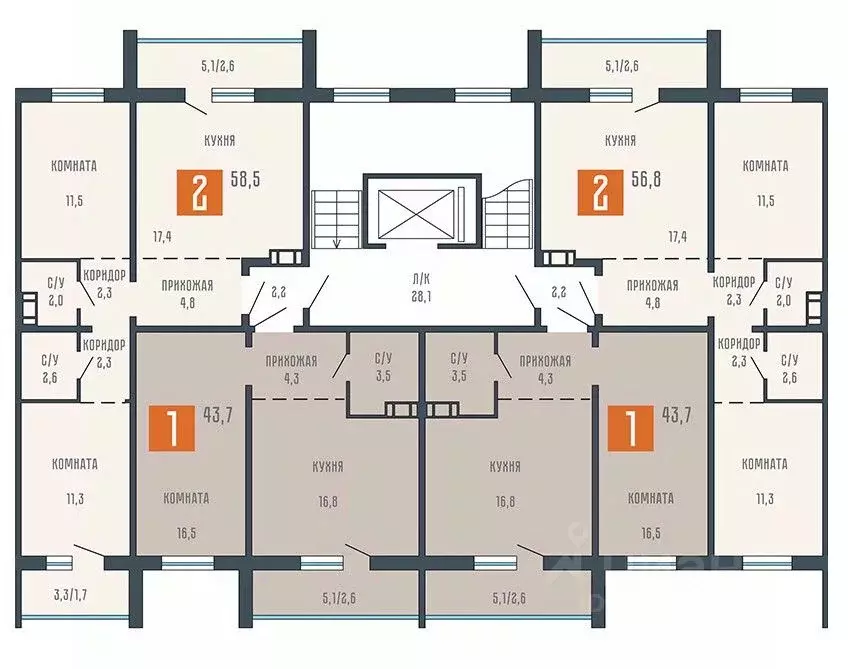 2-к кв. Курганская область, Курган ул. Коли Мяготина, 34Б (56.8 м) - Фото 1