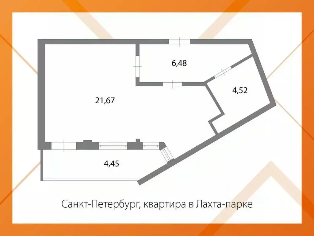 Студия Санкт-Петербург Лахта тер., ул. Новая, 51к9 (34.0 м) - Фото 1