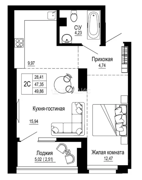 1-к кв. Ростовская область, Ростов-на-Дону Привокзальная ул., 3/1 ... - Фото 1