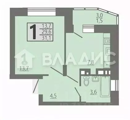 1-к кв. Воронежская область, Семилуки ул. Ленина, 1 (30.0 м) - Фото 2