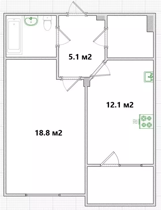 Продаётся 1-к квартира, 42.6 м - Фото 1