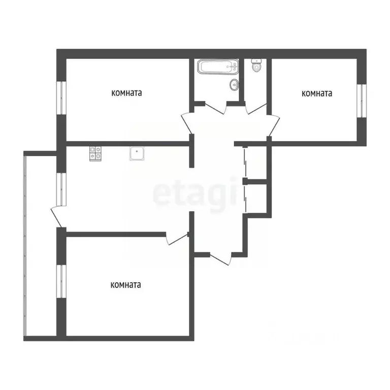 3-к кв. Бурятия, Улан-Удэ Энергетик мкр, 38 (65.9 м) - Фото 1