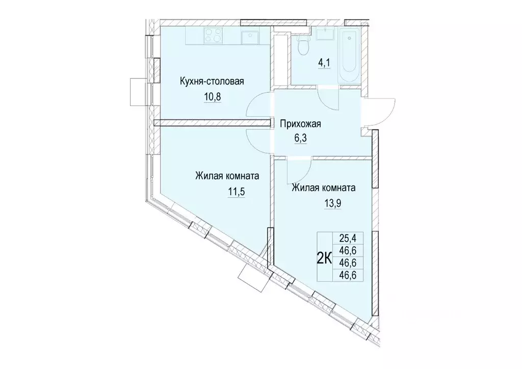 2-к кв. Московская область, Мытищи ул. Академика Каргина, 26А (46.6 м) - Фото 0