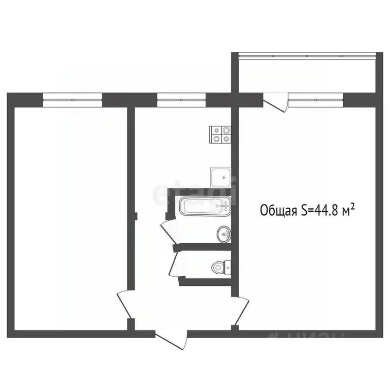 2-к кв. Кемеровская область, Кемерово Гурьевская ул., 15 (44.8 м) - Фото 1