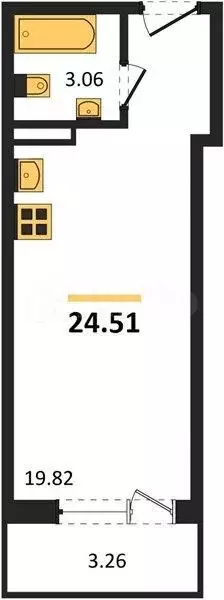 Квартира-студия, 24,5 м, 14/19 эт. - Фото 0