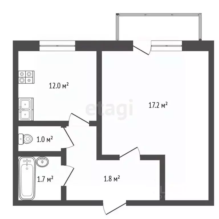 1-к кв. Алтайский край, Барнаул тракт Павловский, 301 (33.7 м) - Фото 1