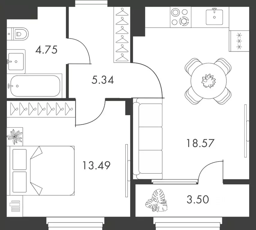 1-к кв. Тульская область, Тула ул. Карпова, 103А (45.65 м) - Фото 0