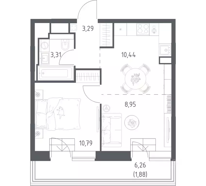 1-к кв. Москва Верейская ул., 43к9 (38.66 м) - Фото 0