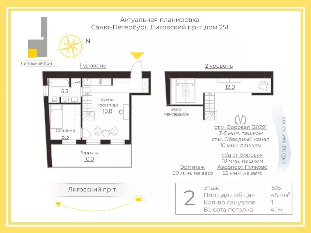 2-к кв. Санкт-Петербург Лиговский просп., 251 (45.4 м) - Фото 1