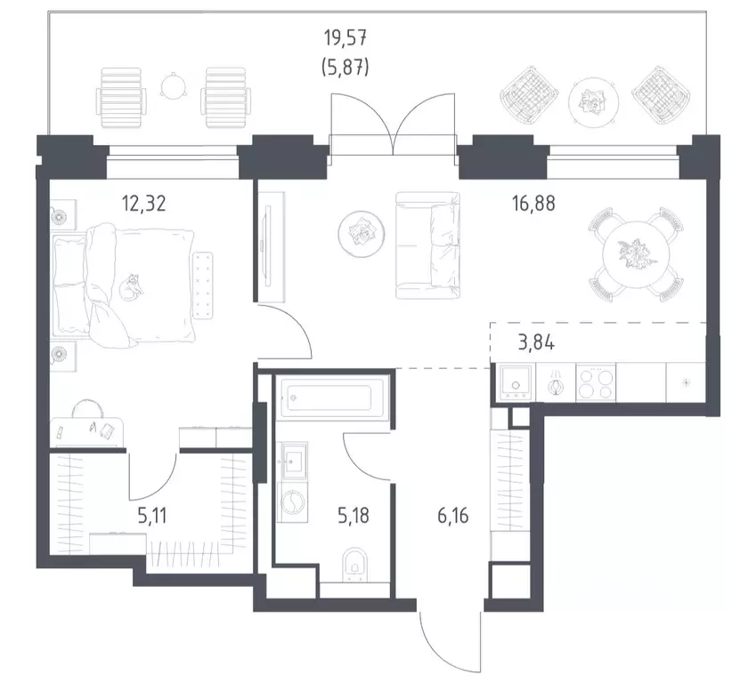 1-к кв. Москва Верейская ул., 43к9 (55.36 м) - Фото 1