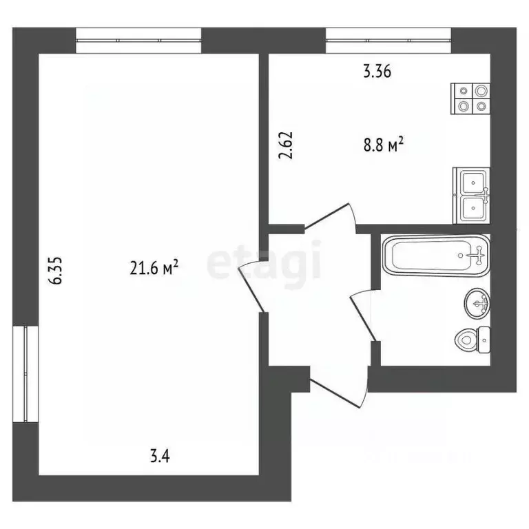 1-к кв. Вологодская область, Вологда Новгородская ул., 33А (37.1 м) - Фото 1