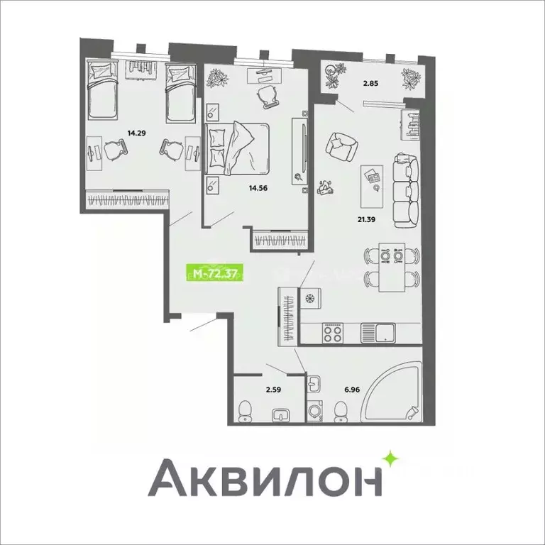 2-к кв. Архангельская область, Архангельск просп. Обводный Канал, 31 ... - Фото 2