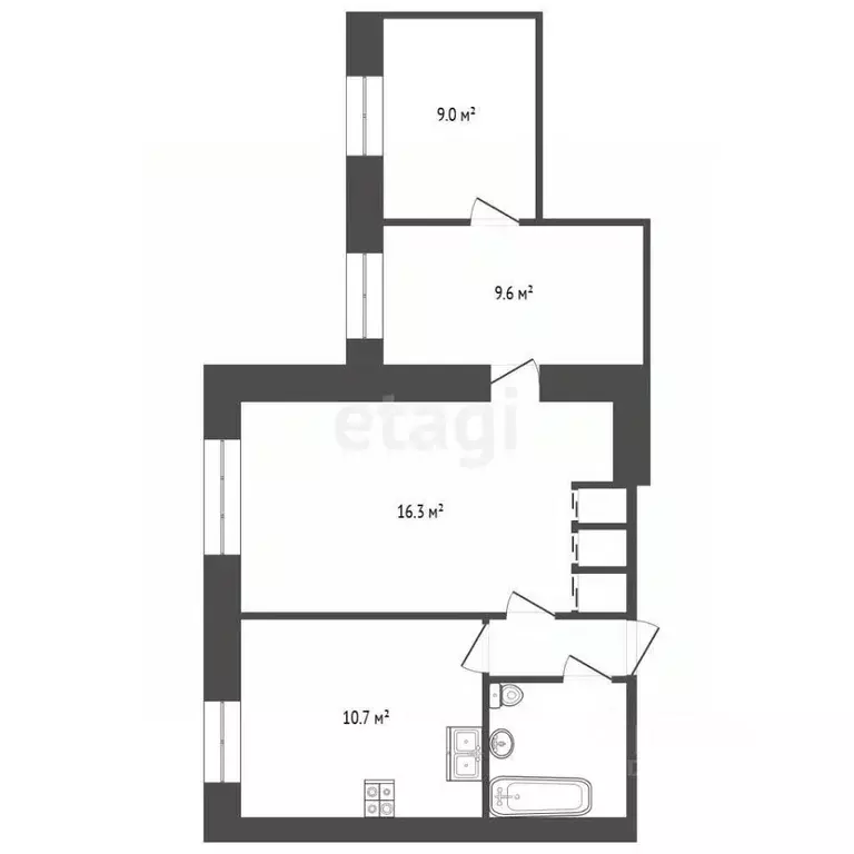 3-к кв. Вологодская область, Череповец ул. Краснодонцев, 35 (52.3 м) - Фото 2