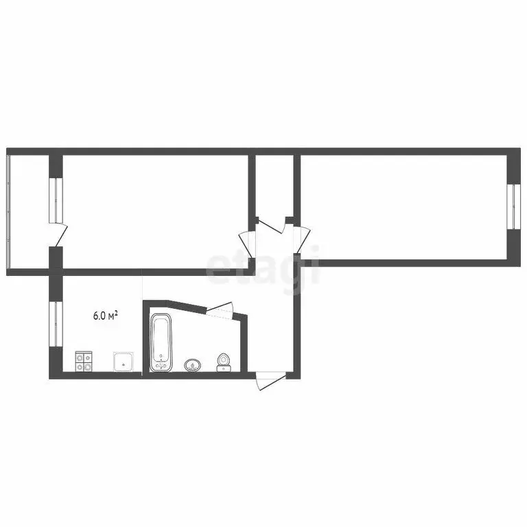 2-комнатная квартира: Тюмень, Харьковская улица, 52 (43 м) - Фото 0
