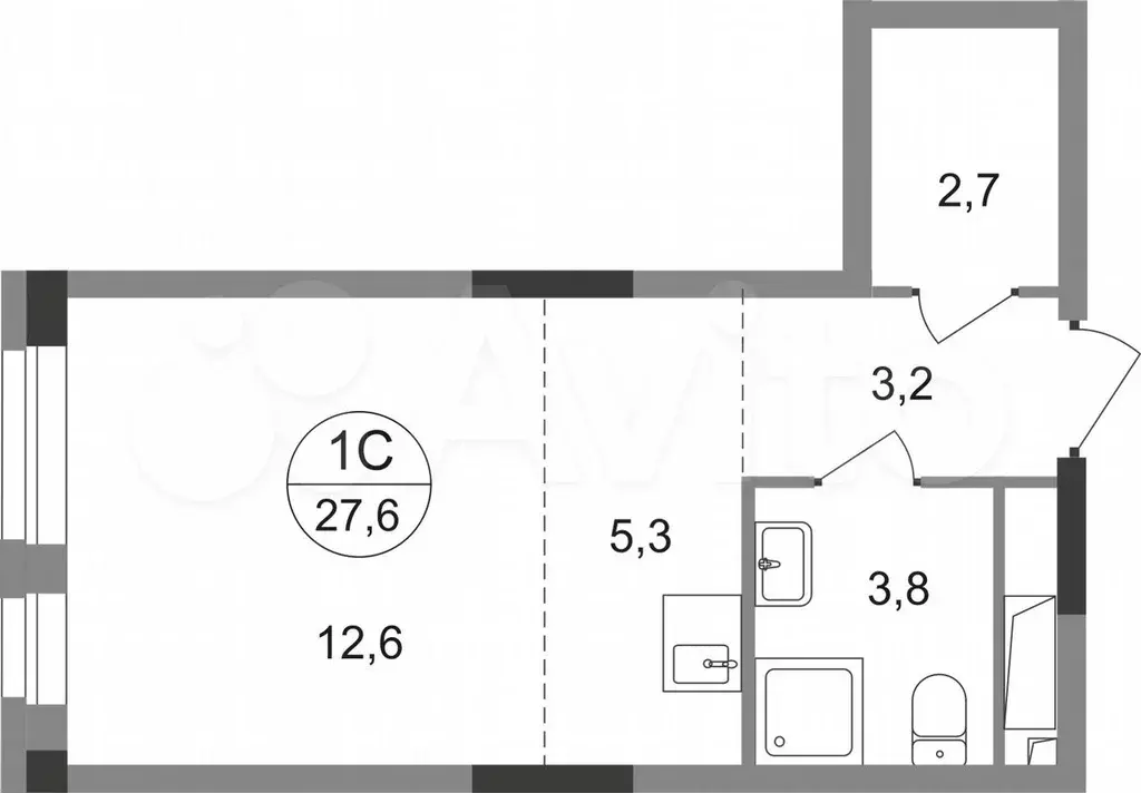 Квартира-студия, 27,6 м, 16/19 эт. - Фото 0