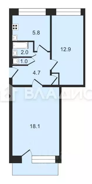 2-к кв. Владимирская область, Владимир Михайловская ул., 36 (44.8 м) - Фото 1