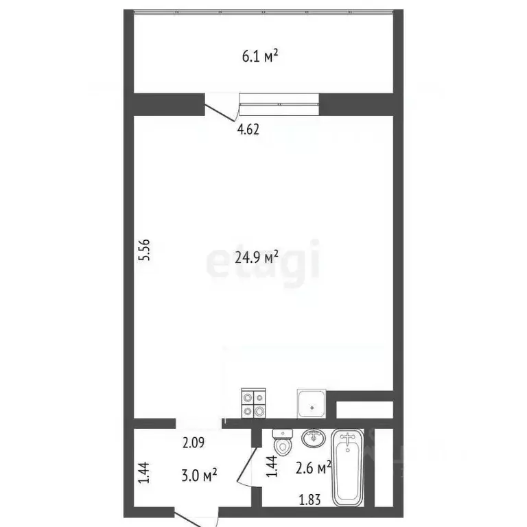 Студия Тюменская область, Тюмень Мелиораторов мкр, ул. Сидора ... - Фото 2