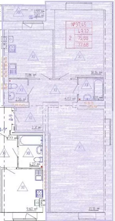 2-к кв. Костромская область, Кострома проезд 7-й Окружной, 11 (77.68 ... - Фото 1