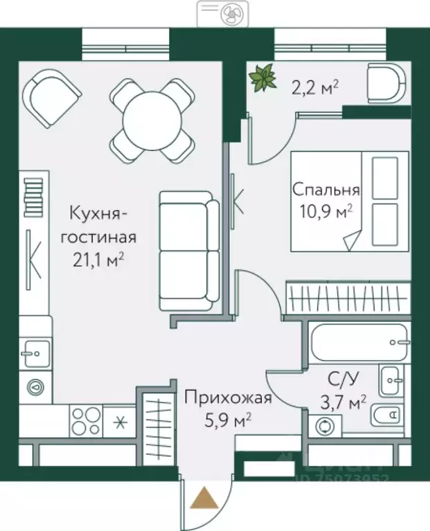 1-к кв. Волгоградская область, Волгоград Новосибирская ул., 74 (43.8 ... - Фото 1