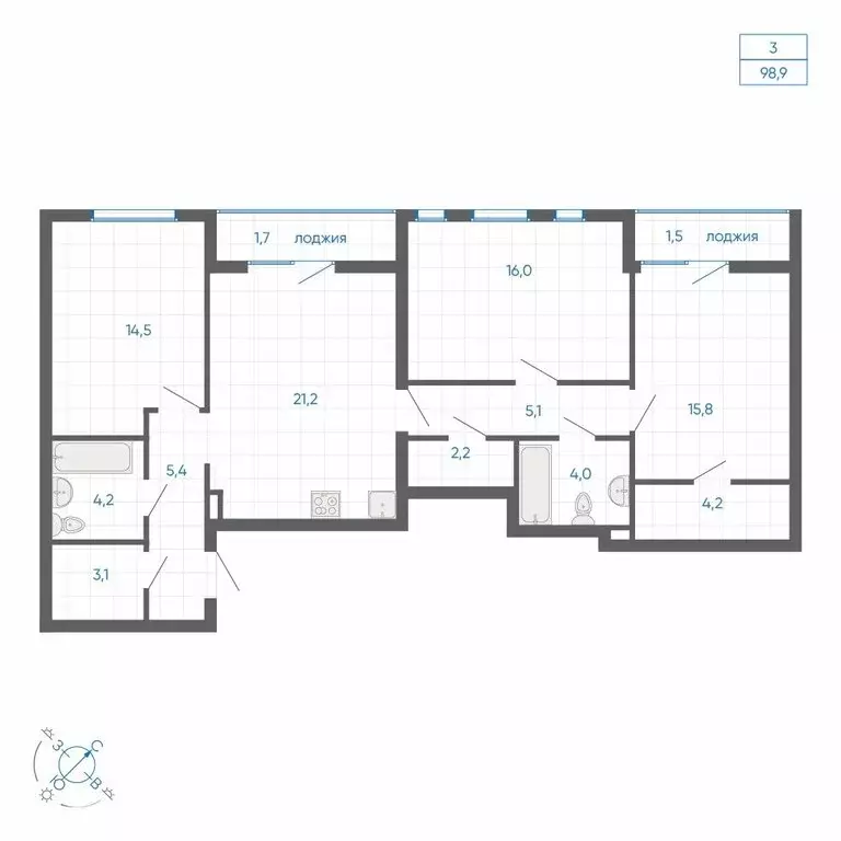 3-комнатная квартира: Екатеринбург, улица Вильгельма де Геннина, 59 ... - Фото 1