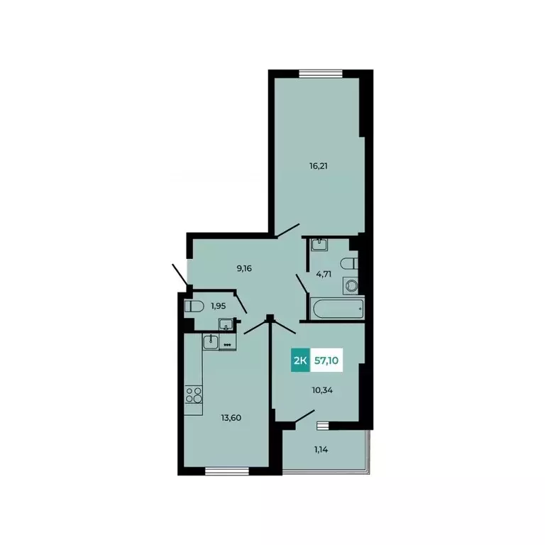 2-к кв. Ростовская область, Аксайский район, Щепкинское с/пос, пос. ... - Фото 1