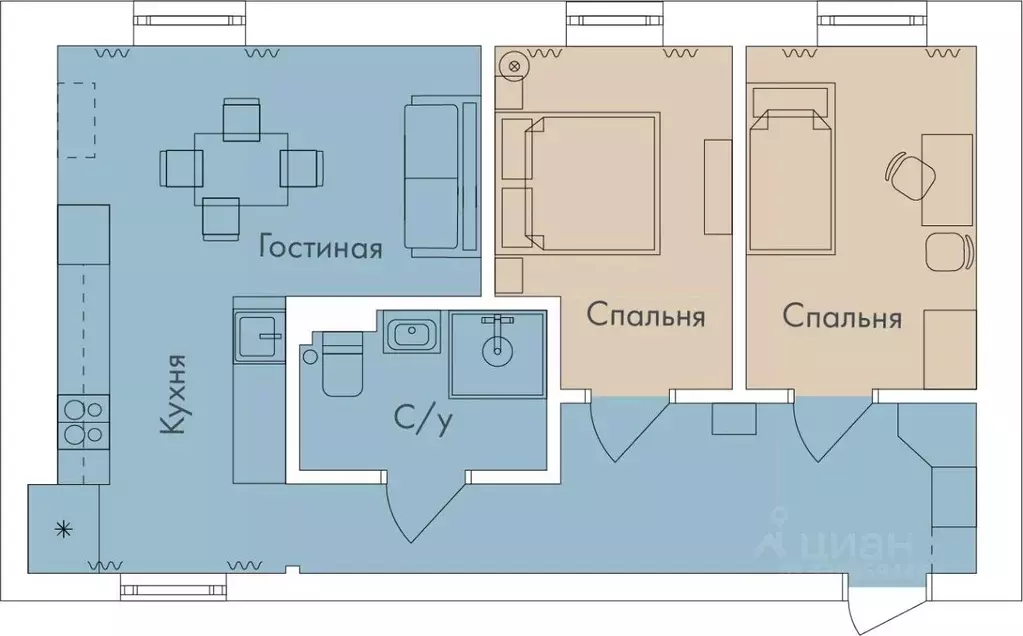 3-к кв. Санкт-Петербург Невский просп., 141 (57.8 м) - Фото 2