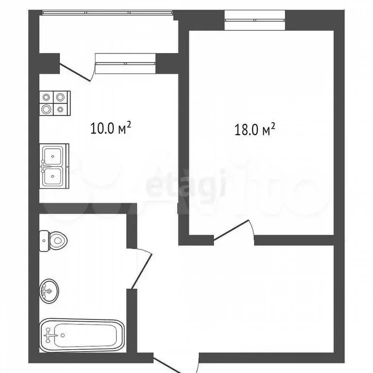 1-к. квартира, 41 м, 4/16 эт. - Фото 0