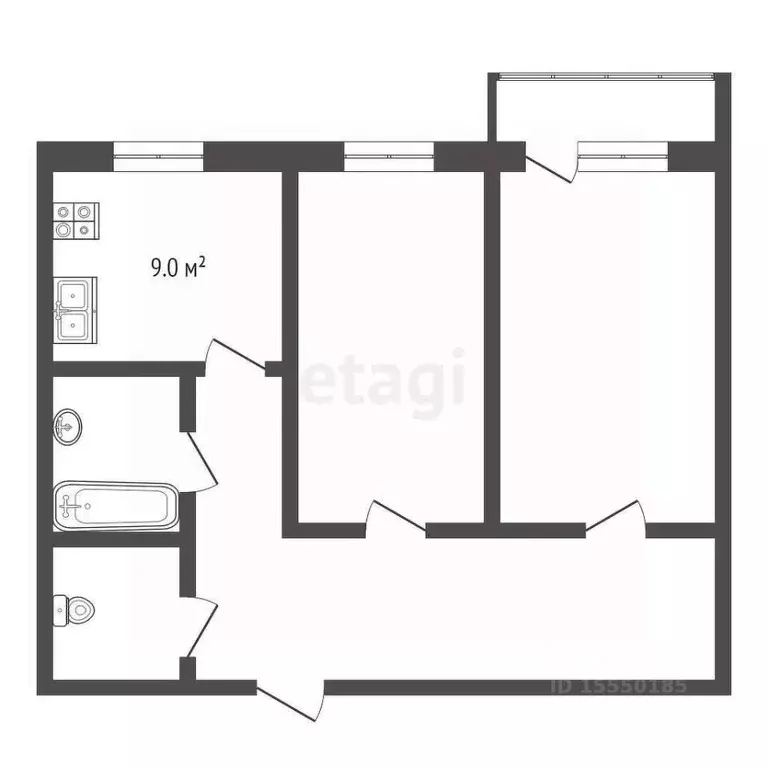 2-к кв. Самарская область, Самара ул. Победы, 170 (60.0 м) - Фото 1