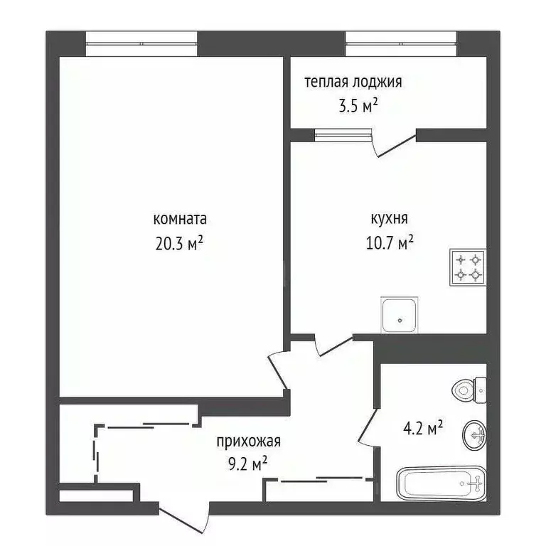 1-к кв. Красноярский край, Красноярск ул. Апрельская, 9А (48.0 м) - Фото 1