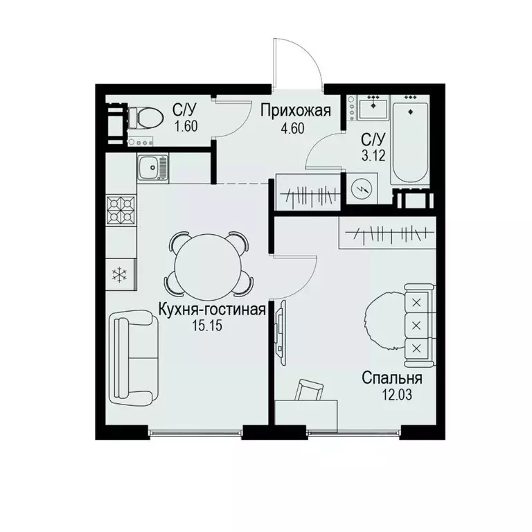 1-к кв. Санкт-Петербург ул. Профессора Попова, 38 (36.5 м) - Фото 0