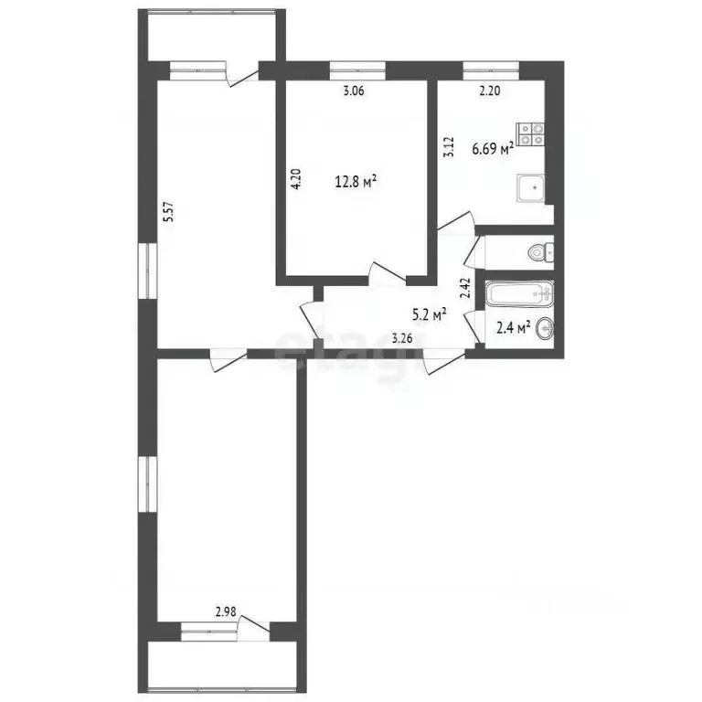 3-к кв. Кемеровская область, Кемерово ул. Марковцева, 14 (67.2 м) - Фото 1