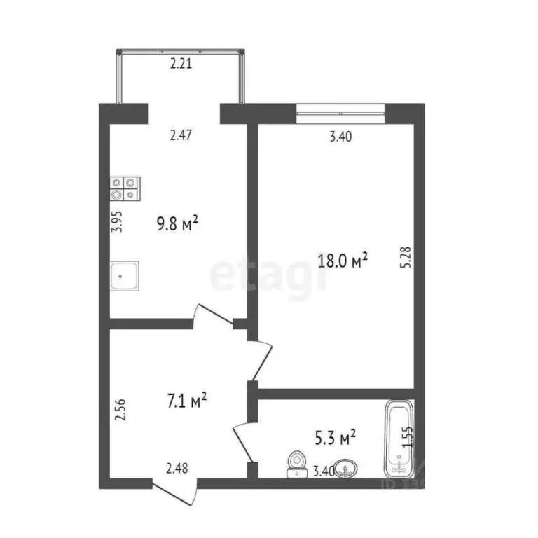 1-к кв. Тюменская область, Тюмень ул. Московский Тракт, 87 (41.7 м) - Фото 1