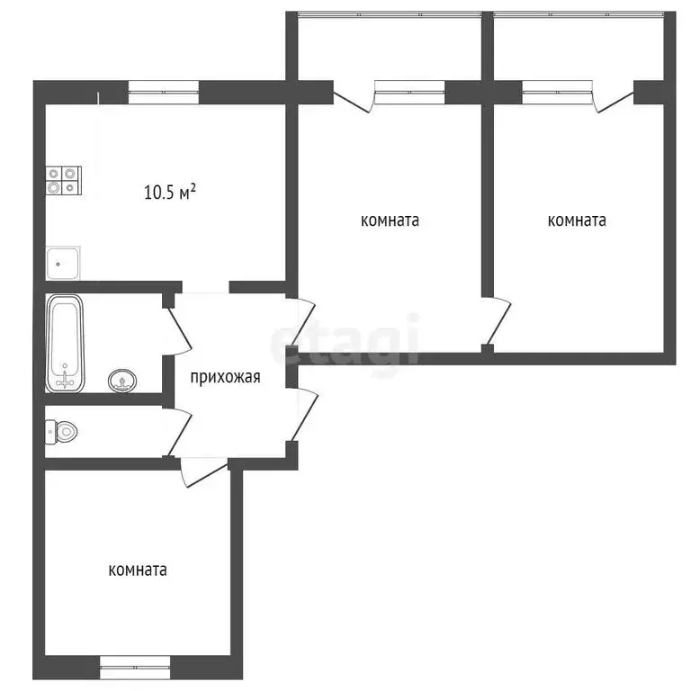 3-комнатная квартира: Муром, улица Свердлова, 33 (68.6 м) - Фото 0