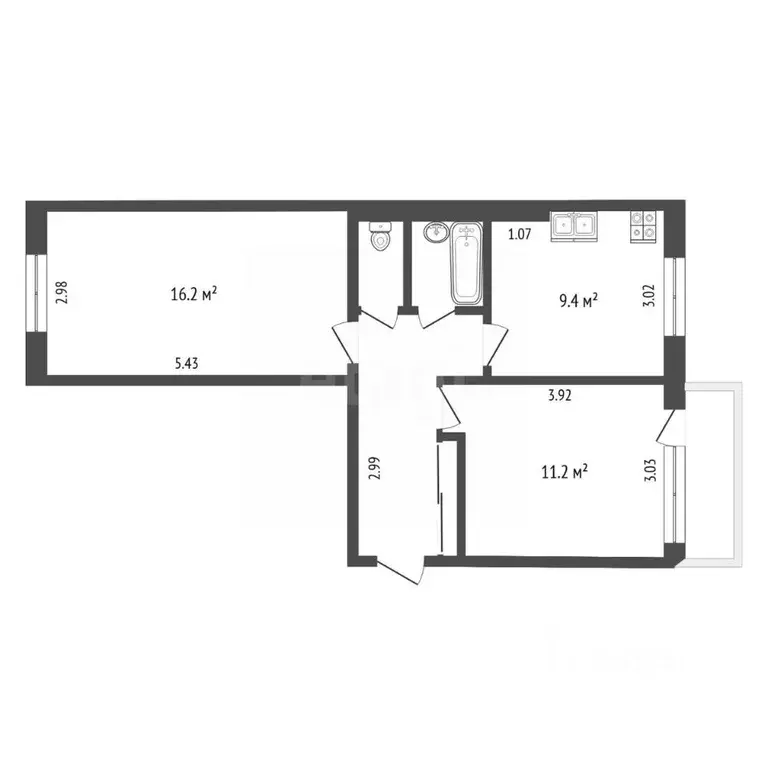 2-к кв. Владимирская область, Петушки Московская ул., 19 (46.0 м) - Фото 2