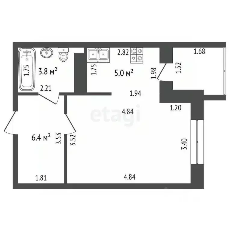 Студия Орловская область, Орел Раздольная ул., 27А (32.4 м) - Фото 1
