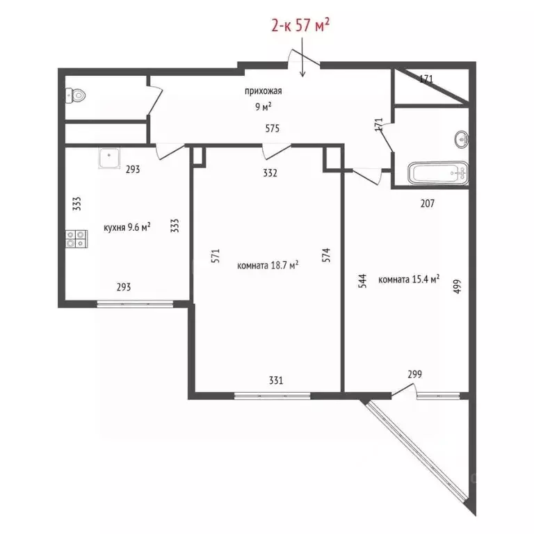 2-к кв. Свердловская область, Екатеринбург ул. 8 Марта, 194 (57.0 м) - Фото 2