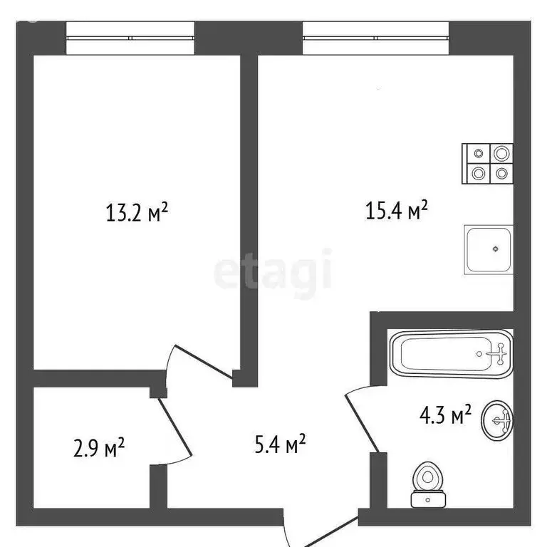 1-комнатная квартира: Тюмень, Новгородская улица, 22 (41.6 м) - Фото 1