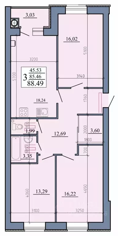 3-к кв. Рязанская область, Рыбное  (88.49 м) - Фото 0