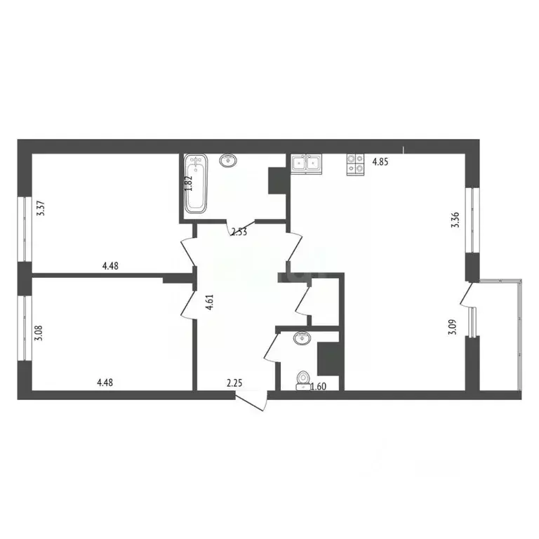 3-к кв. Тюменская область, Тюмень проезд Тихий, 4 (75.1 м) - Фото 2
