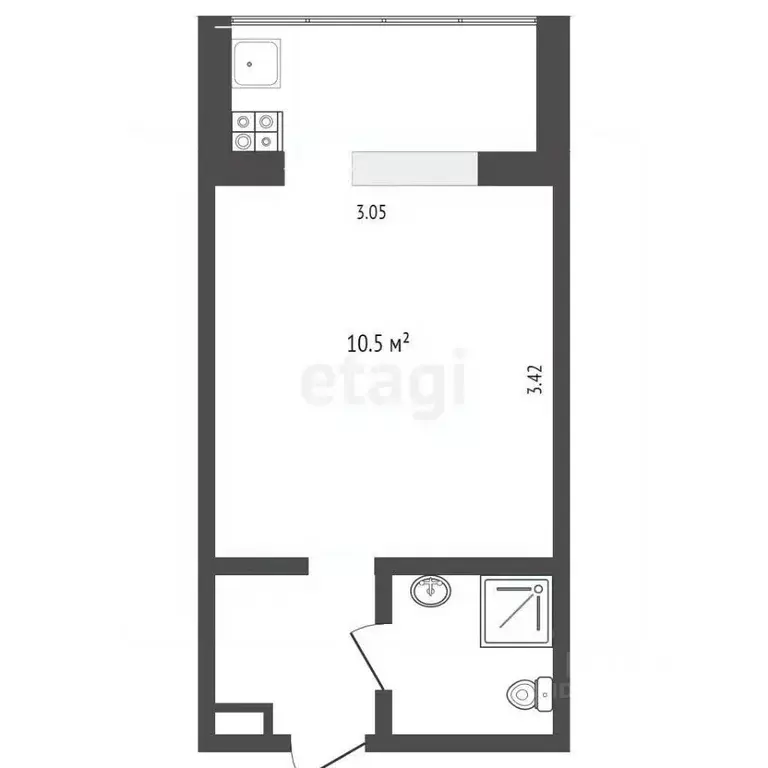 Студия Тюменская область, Тюмень ул. Станционная, 14А (15.0 м) - Фото 2