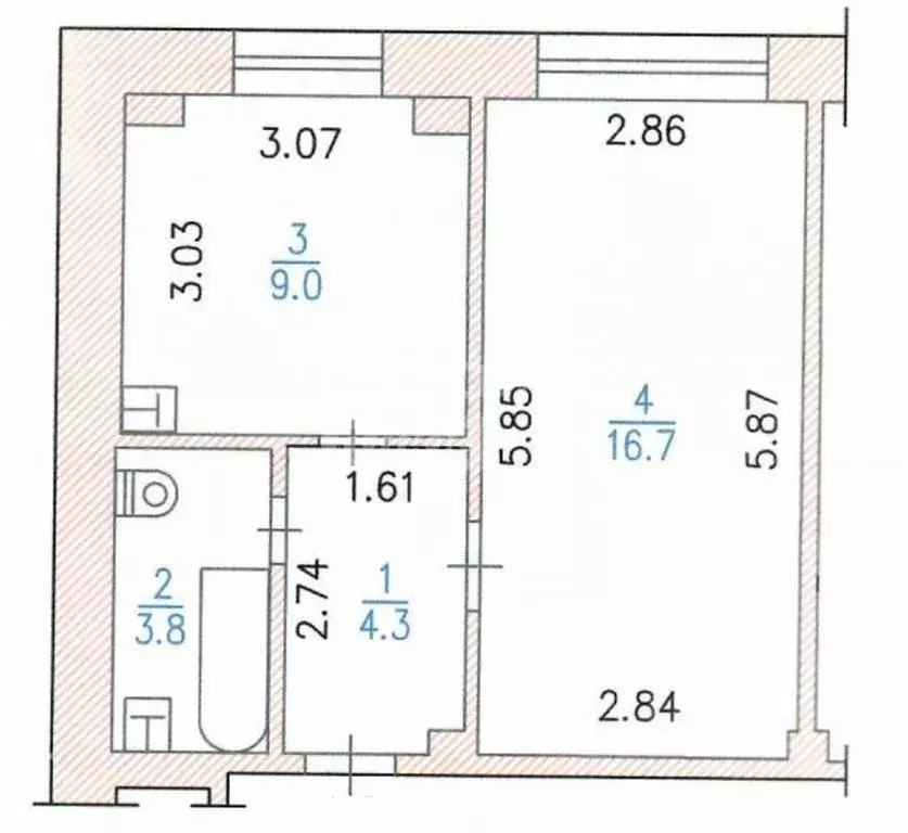 1-к кв. Чувашия, Новочебоксарск ул. Терешковой, 17 (33.8 м) - Фото 2