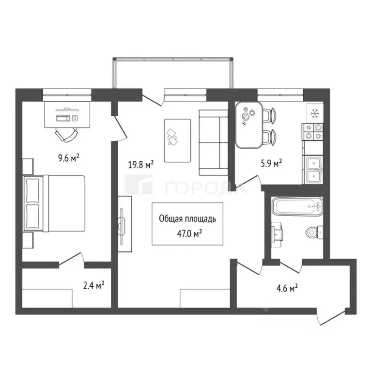 2-к кв. Новосибирская область, Новосибирск ул. Куприна, 12 (47.0 м) - Фото 1