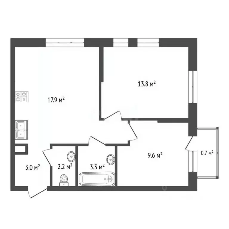 2-к кв. Тюменская область, Тюмень Полевая ул., 117к8 (52.6 м) - Фото 2