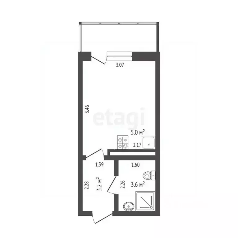 Студия Ростовская область, Ростов-на-Дону пер. Андреева, 17А (25.7 м) - Фото 1